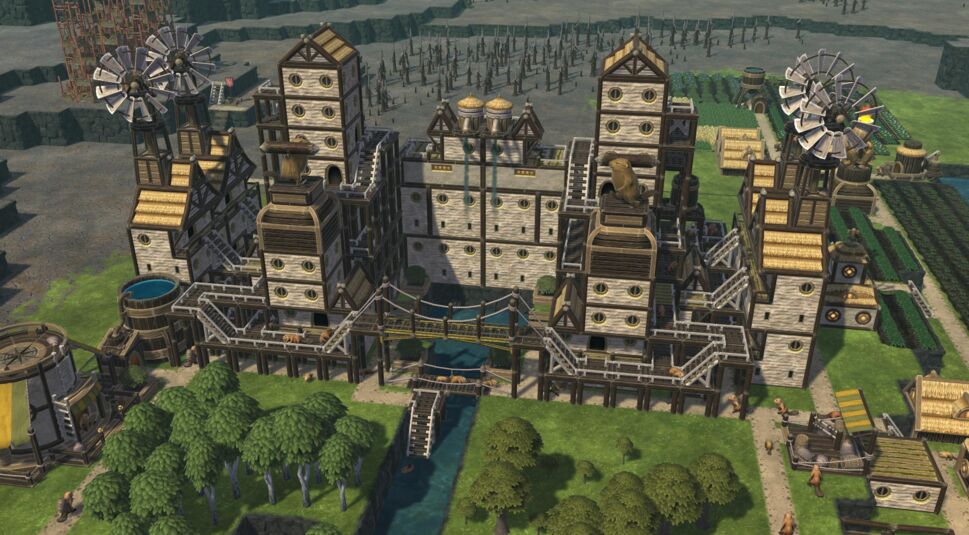 Eine Biber-Metropole im Spiel Timberborn