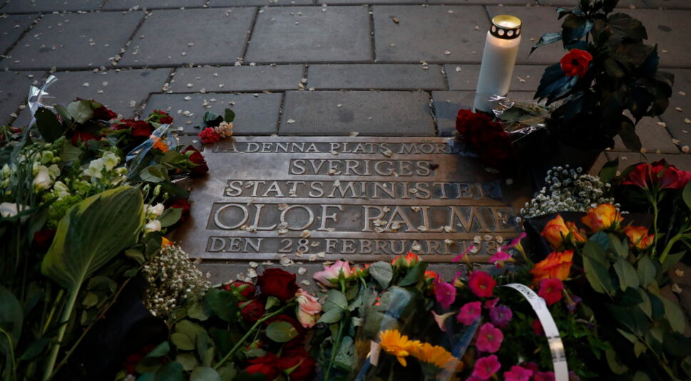 Gedenktafel am Ort des Mordanschlags auf Olof Palme