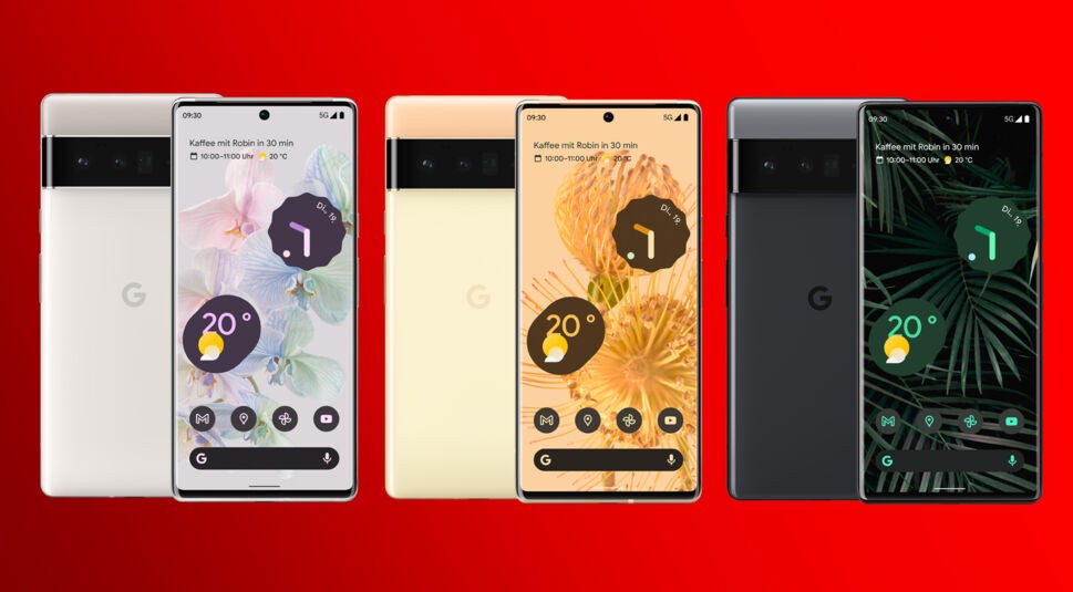 Google Pixel 6 Pro Farben aufgereiht