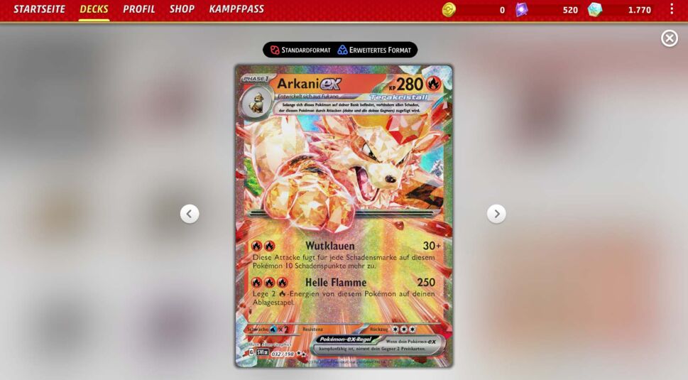 Arkani als doppelseltene Karte aus dem TCG Live