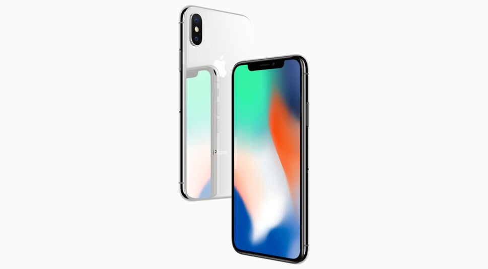 iPhone Xs in Weiß und Schwarz vor grauem Hintergrund