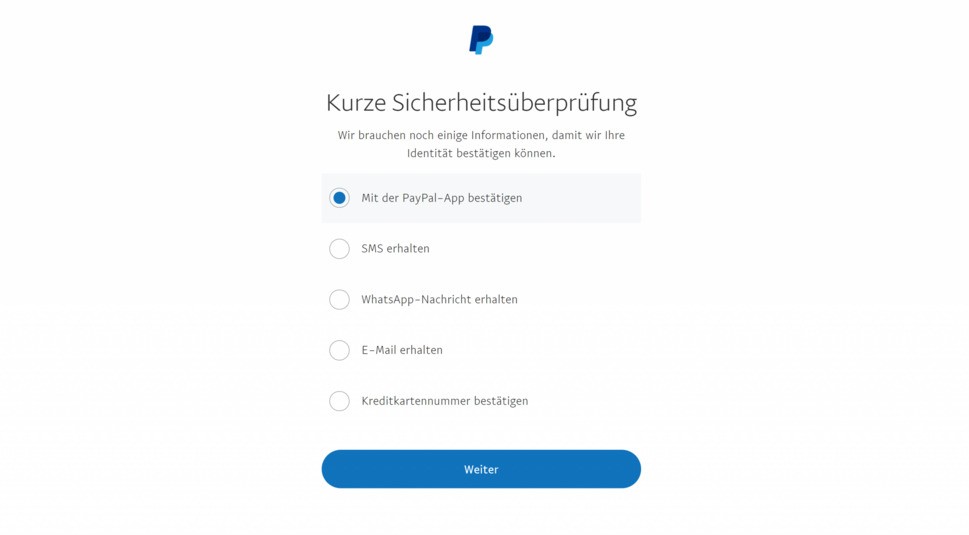 PayPal Passwort vergessen Identität bestätigen