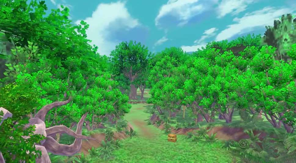 Eine Truhe mitten im Wald in Rune Factory 5