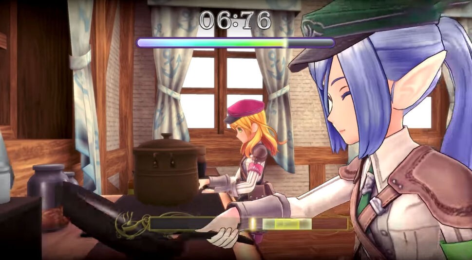 Die Protagonistin kocht in Rune Factory 5 zusammen mit Scarlett ein Gericht