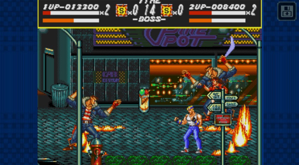 Ein Kampf im Spiel Streets of Rage