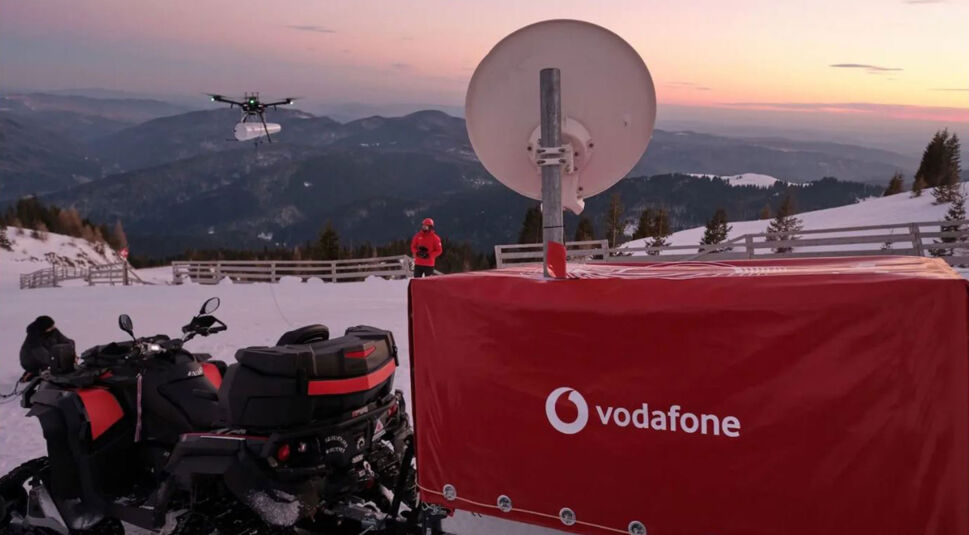 Eine mobile Mobilfunkstation im Einsatz 