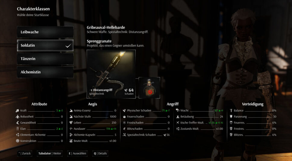 Klassenübersicht zur Soldatin