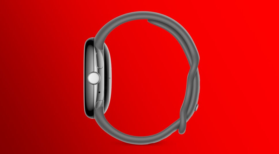 Die neue Google Pixel Watch von der Seite.