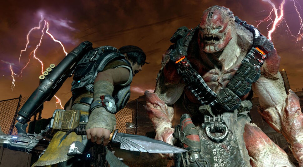 Locust aus Gears of War werden mit einem Messer angegriffen