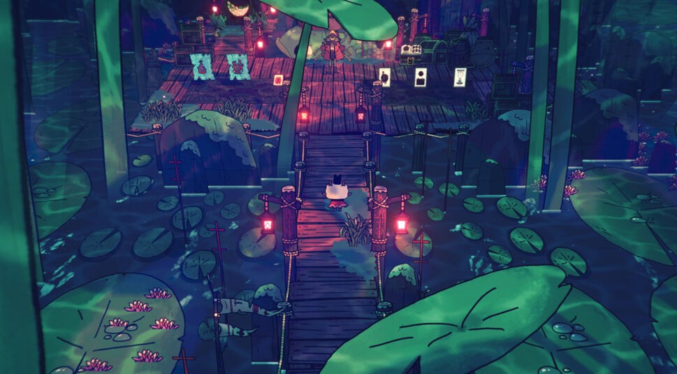 Grüne Landschaft von Cult of the Lamb