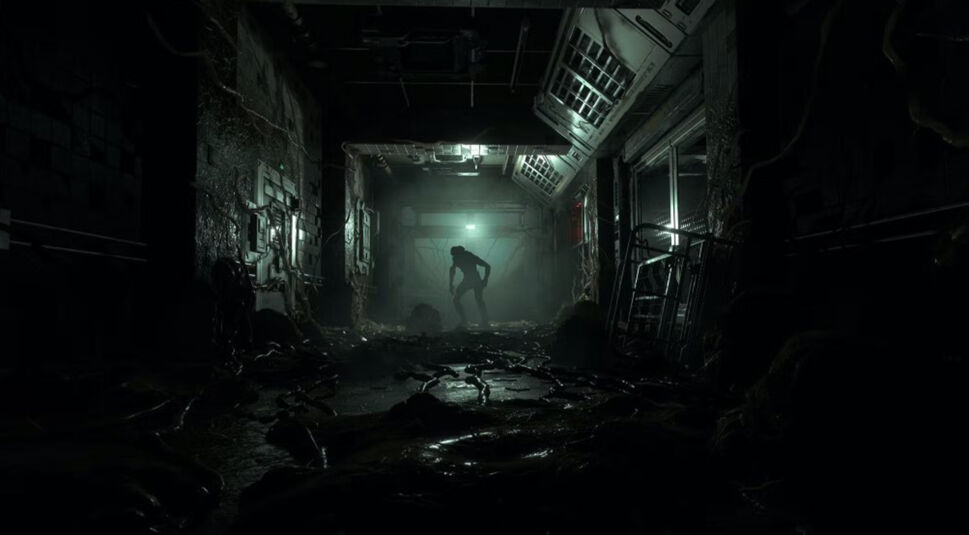 Monster steht im dunklen Gang