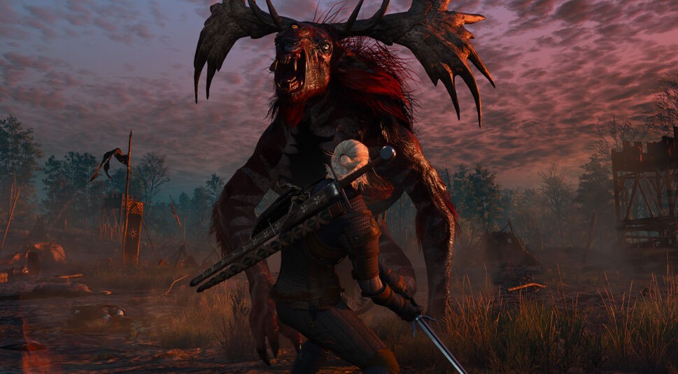 Geralt kämpft gegen ein Monster