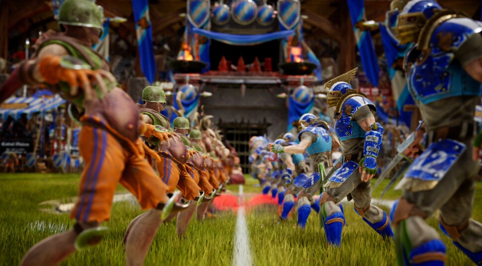zwei Teams stehen sich in Blood Bowl 3 gegenüber