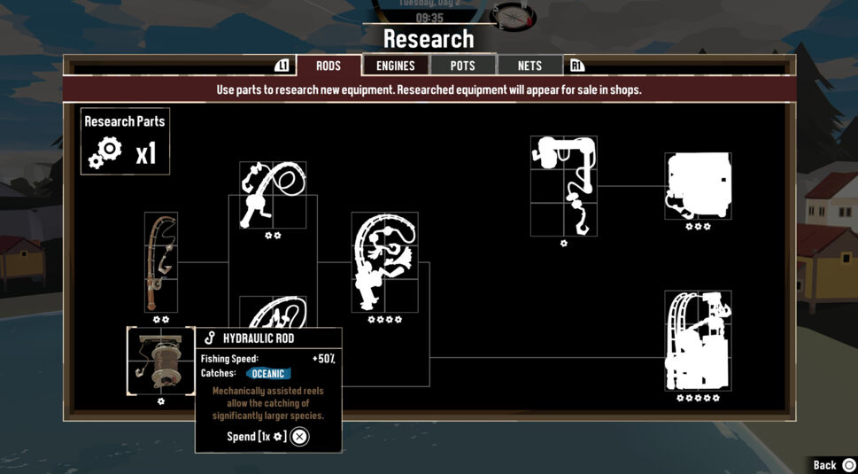 Forschungsanzeige im Adventure-Game DREDGE