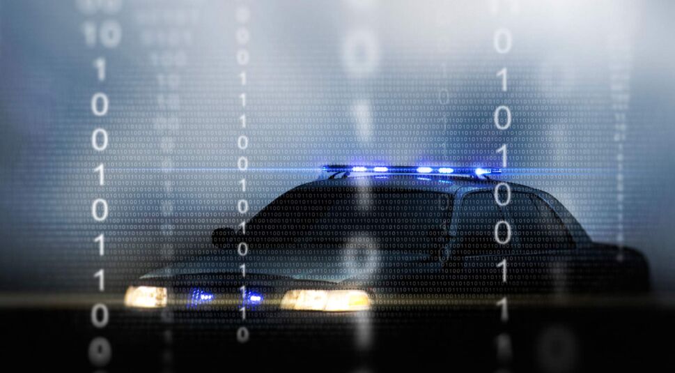 Polizeiwagen und Datenmengen