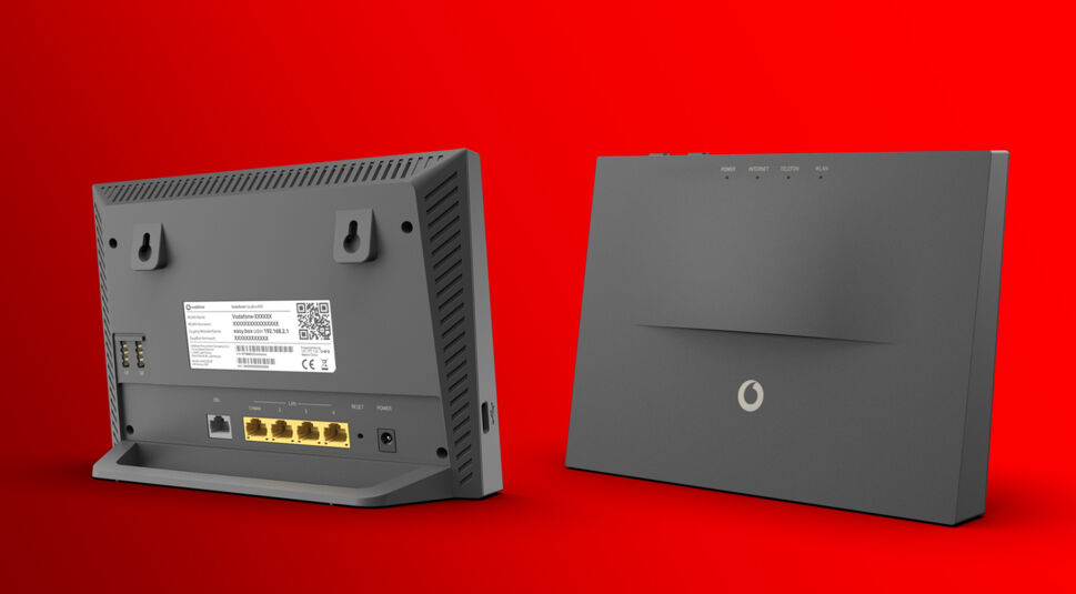 Die EasyBox 805 von Vodafone. Der DSL-Router von beiden Seiten.