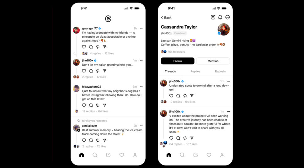 Screenshot der Threads App von Meta