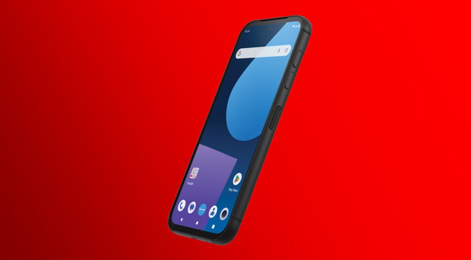 Das Fairphone 5 ist von der Seitensicht zu sehen