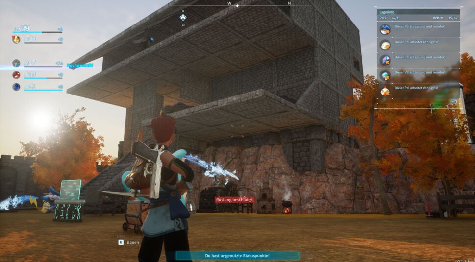 Ein großes Gebäude in der Spielwelt von Palworld