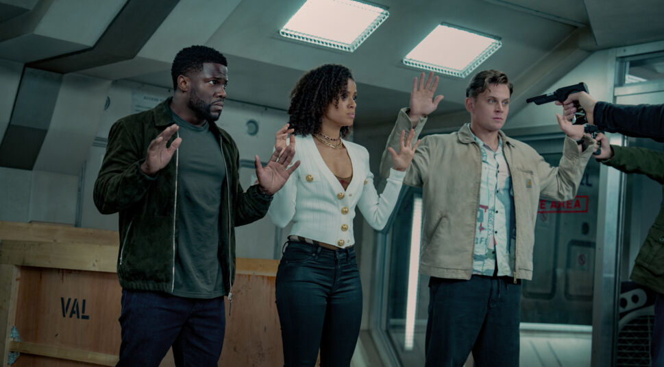 Kevin Hart, Gugu Mbatha-Raw und Billy Magnussen in Lift