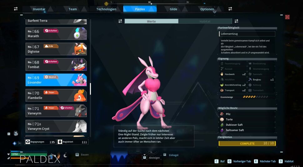 Paldex-Eintrag von Lovander