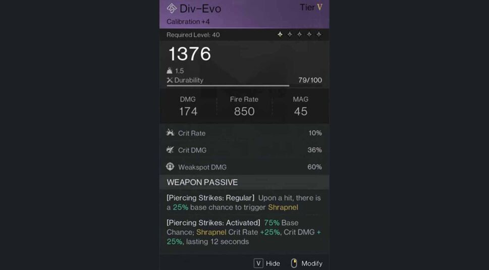 Der Tooltip einer Waffe in Once Human