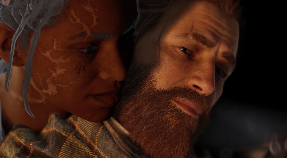 Red und Antea lehnen mit den Köpfen eng aneinander