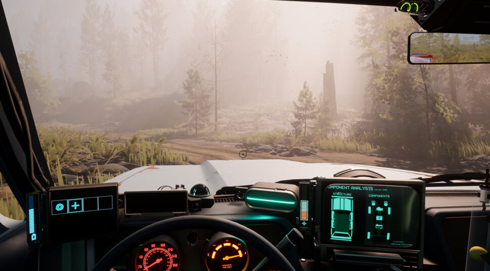 Du sitzt im inneren Deines Autos in Pacific Drive