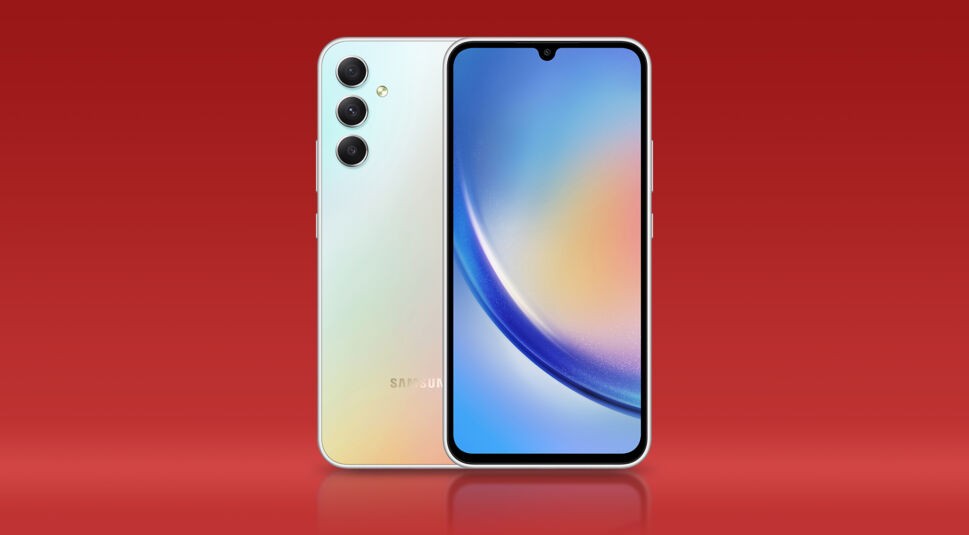 Die Rück- und Vorderseite des Galaxy A34 5G