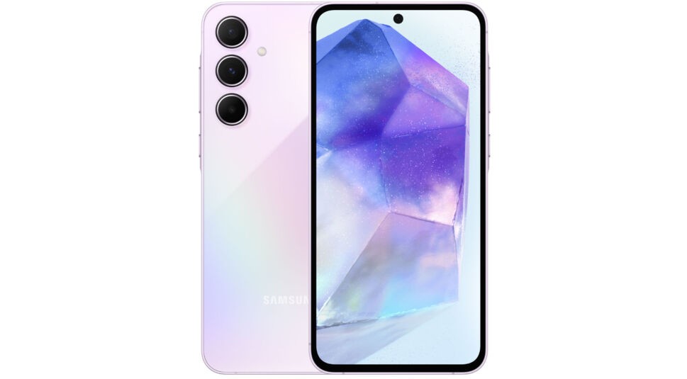 Vorder- und Rückseite des Galaxy A55 5G von Samsung