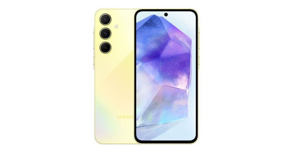 Das Galaxy A55 5G im Farbton "Awesome Lemon"
