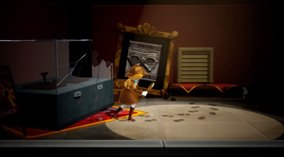 Detektiv Peach folgt Fußabdrücken