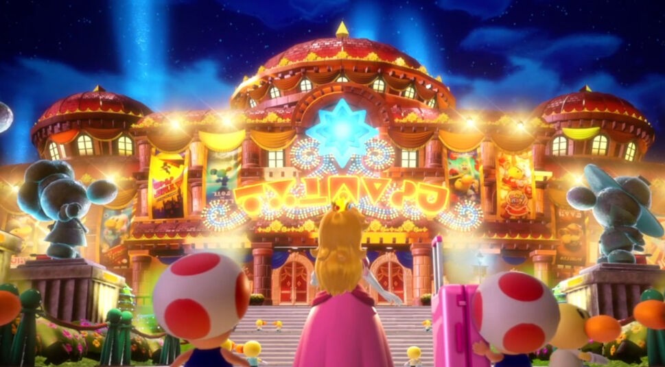 Princess Peach vor dem Funkeltheater