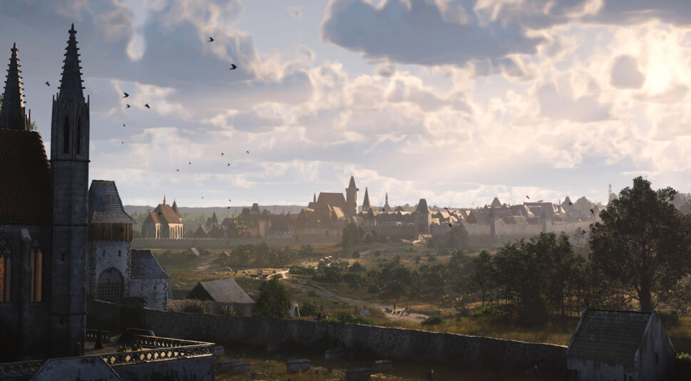 Landschaft mit einer Kirche und einer Festung in Kingdom Come Deliverance 2: