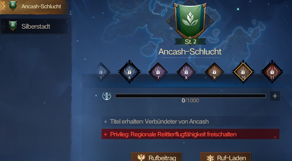 Die Übersicht über den Gebietsruf in der Ancash-Schlucht in Tarisland