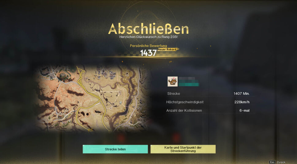 Das Endergebnis einer Person beim Wildnis-Express