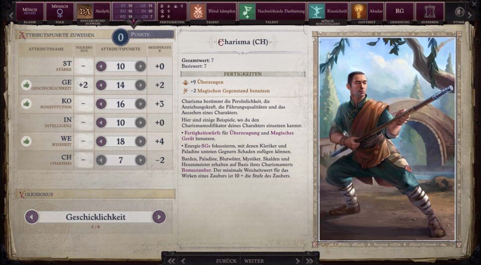 Statuswerte des Sensei-Builds