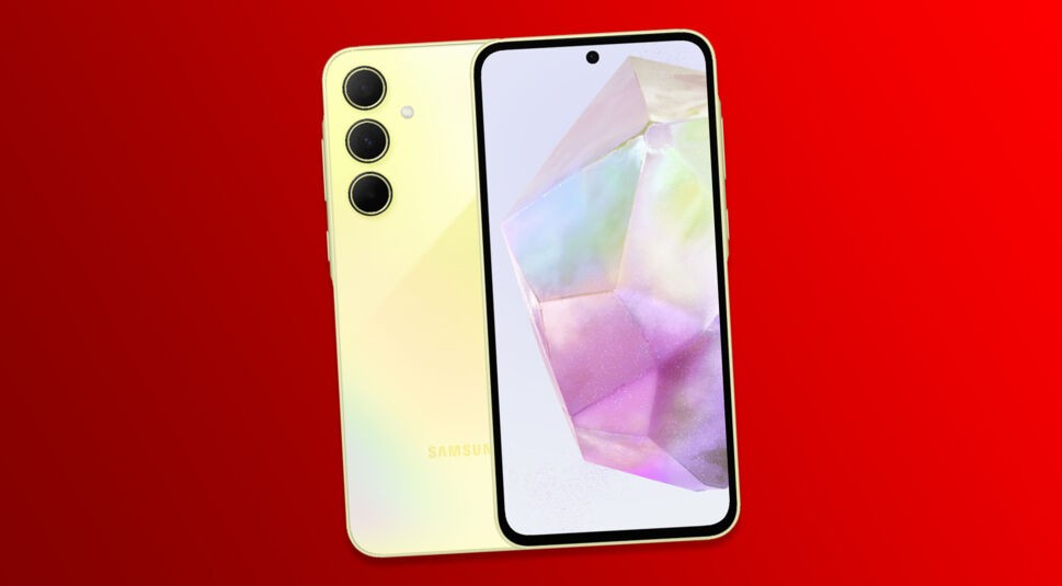 Das Samsung Galaxy A35 5G in der Farbe „Awesome Lemon“