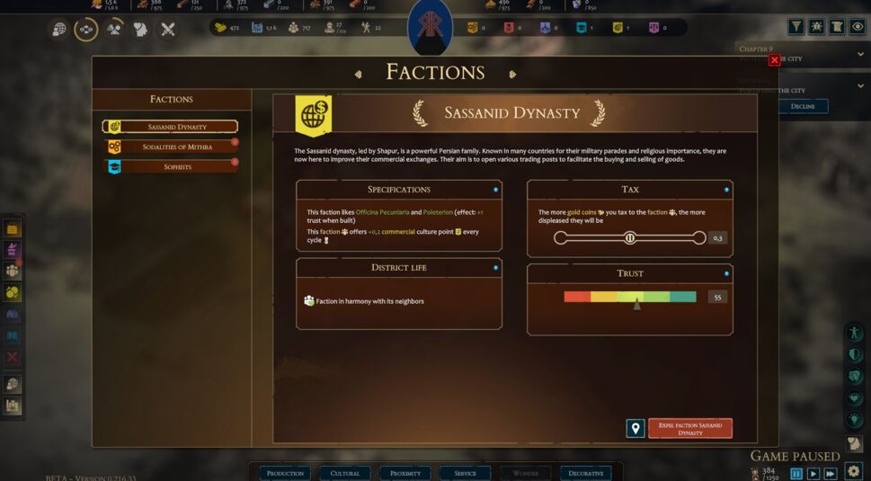 Die Fraktionsübersicht in Memoriapolis