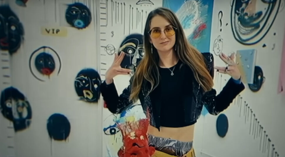 Heather Morgan lächelt in die Kamera, während sie mit ihren Händen etwas symbolisiert.