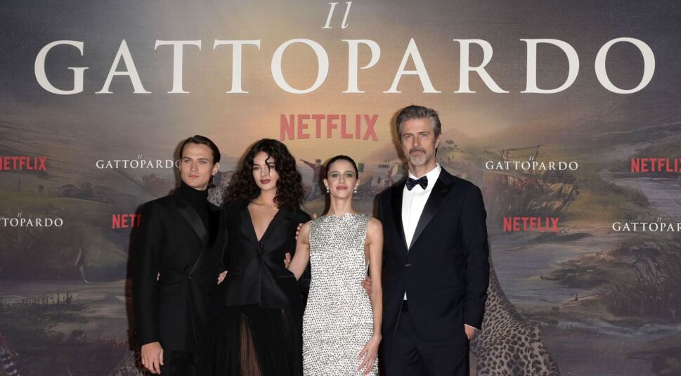 Saul Nanni, Deva Cassel, Benedetta Porcaroli und Kim Rossi Stuart bei der Premiere der Netflix-Miniserie "Der Leopard"