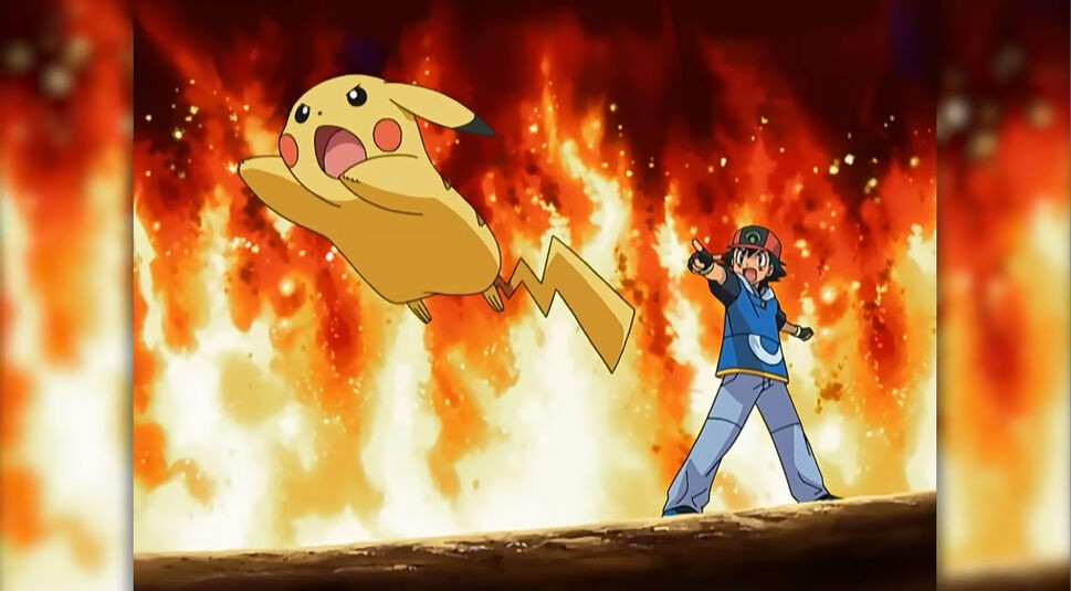 Screenshot von Pikachu und Ash aus Advanced Battle