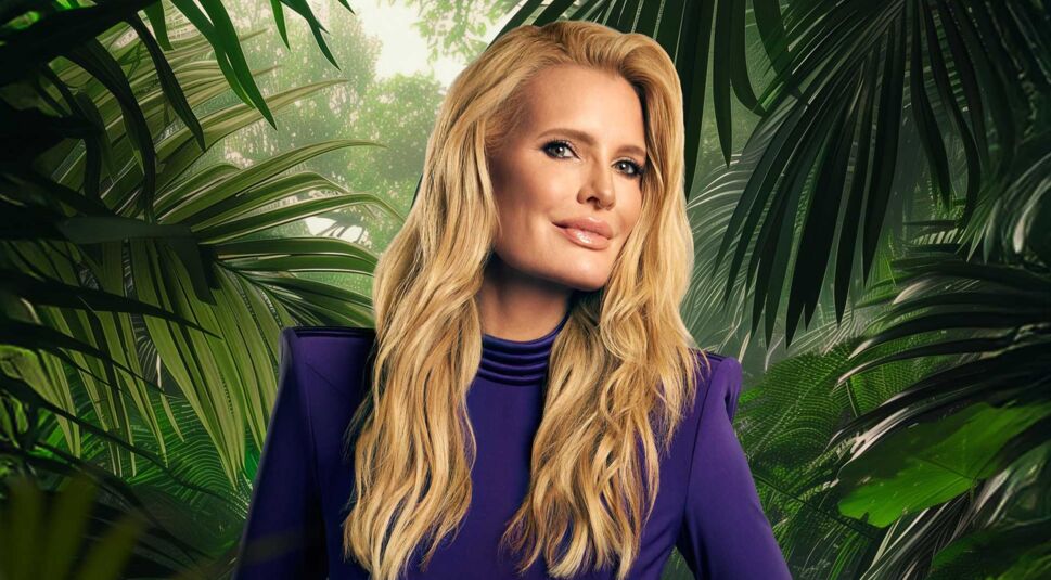 Die erste offiziell bestätigte Dschungelcamp-Kandidatin Mirja du Mont vor einem KI-generierten Dschungel-Hintergrund