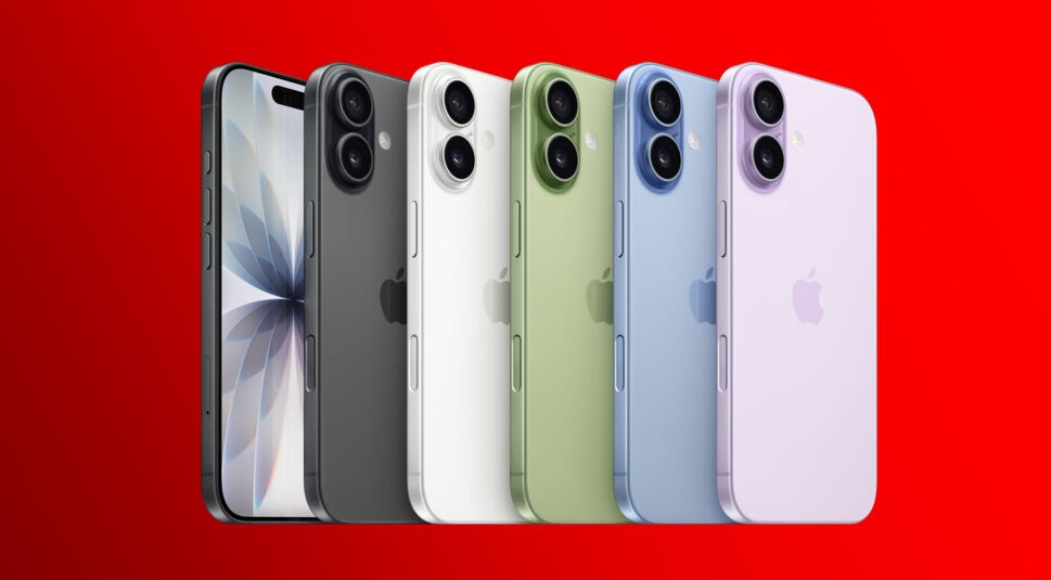 Im iPhone-Größen-Vergleich ist das iPhone 17 mit mehreren Farben und Dual-Kamera-Design in unterschiedlichen Ansichten dargestellt.