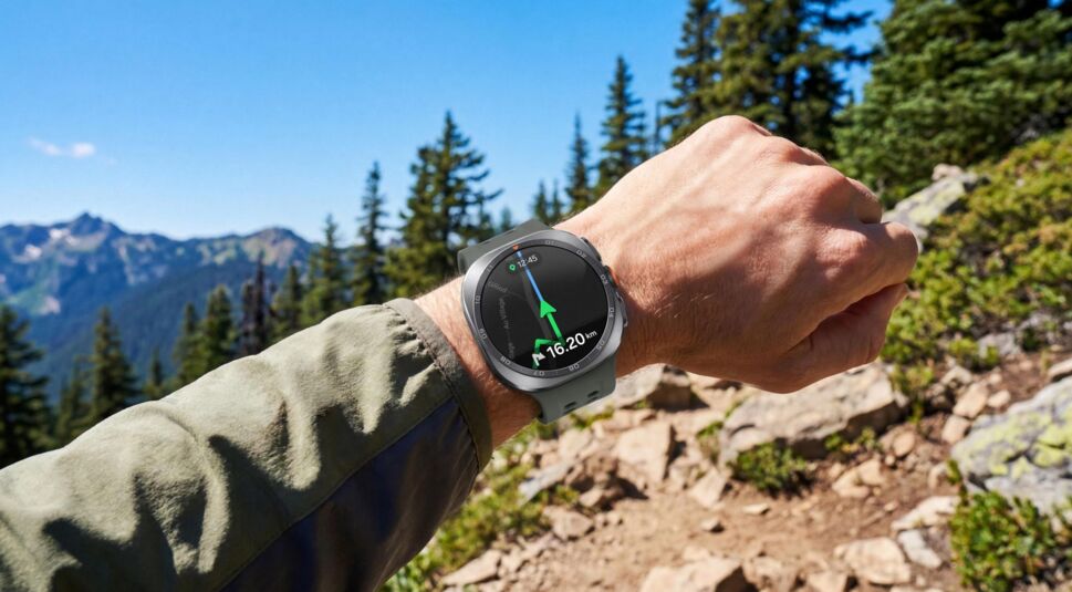 Galaxy Watch Ultra2 zeichnet Daten beim Trailrunning auf.