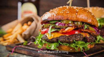 Ein Hamburger Patty, das aus Clean Meat besteht