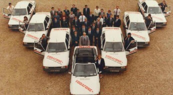 The Vodafone sales team ready to take to the road during the 1980s Vodafone Group Credit