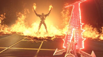 Dämon im Feuer in unserer Doom-Eternal-Spielekritik
