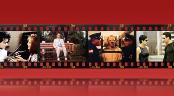 Filmstreifen mit Bildern aus Edward mit den Scherenhänden, Forrest Gump, Schweigen der Lämmer und Matrix