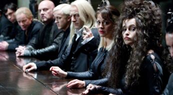 Szene aus Harry Potter mit Tom Felton, Jason Isaacs, Helen McCrory, Helena Bonham Carter